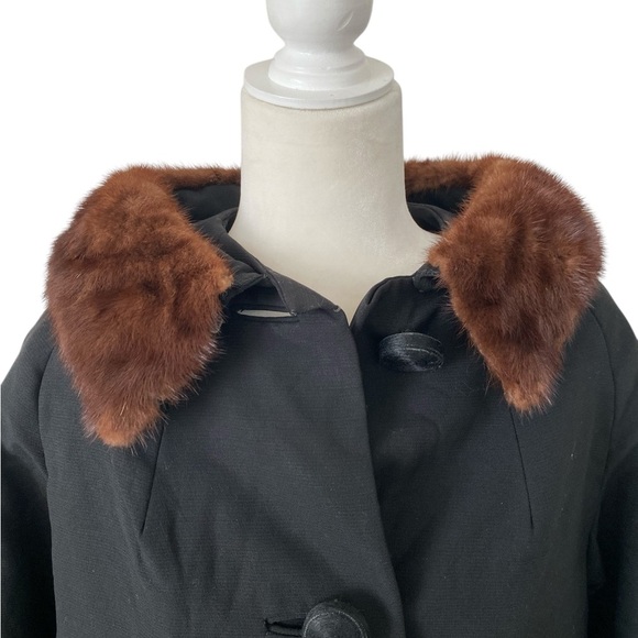 Hockanum Fabrics Steven Vintage 1960s Mink Collar Waterproof Long Coat Jacket M - Picture 5 of 10